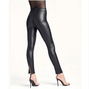 Wolford Estella Black Faux Leather Back Slit Ankle Legging Pant 8